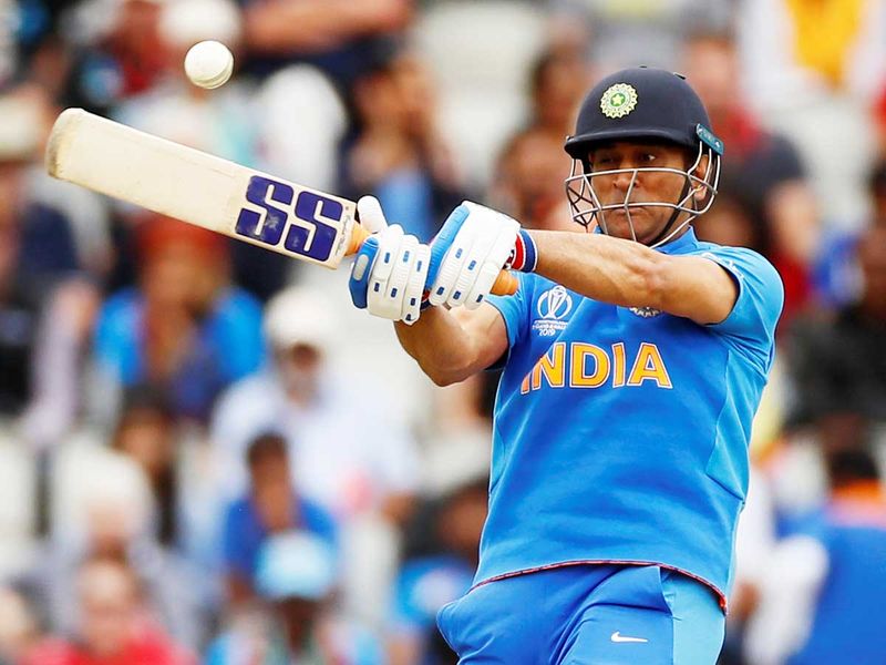 India's MS Dhoni plays a shot