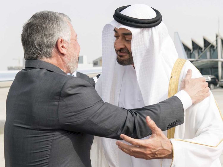 Shaikh Mohamed Bin Zayed Al Nahyan with King Abdullah. 