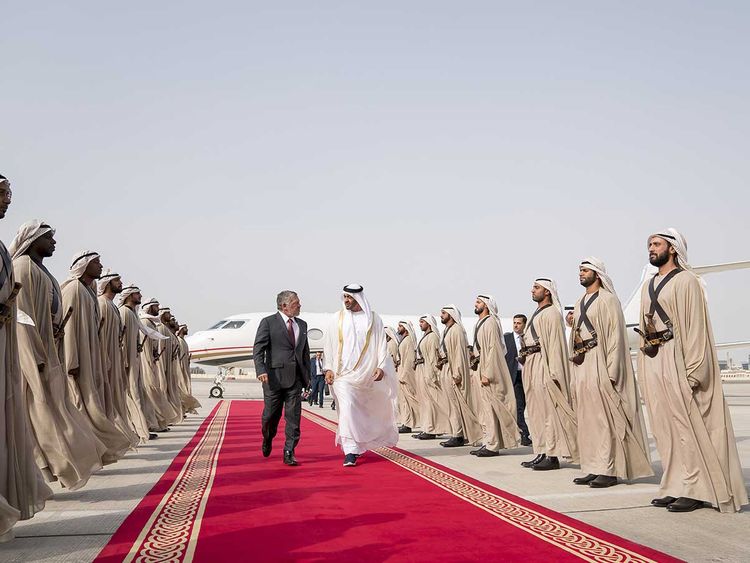 Shaikh Mohamed Bin Zayed Al Nahyan with King Abdullah. 
