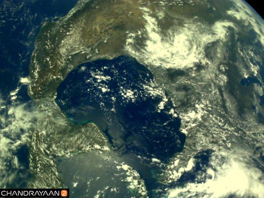 Earth as viewed by #Chandrayaan2 LI4 Camera on August 3, 2019