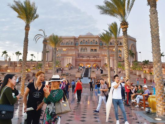 Tourists at the Emirates Palace in Abu Dhabi