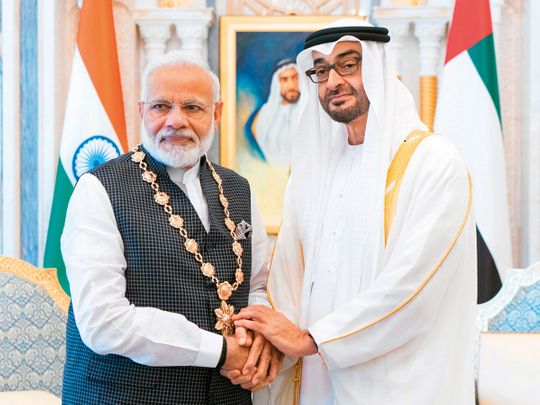 190826 Narendra Modi and Sheikh Mohamed Bin Zayed