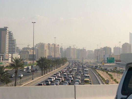 Rush-hour traffic in Dubai
