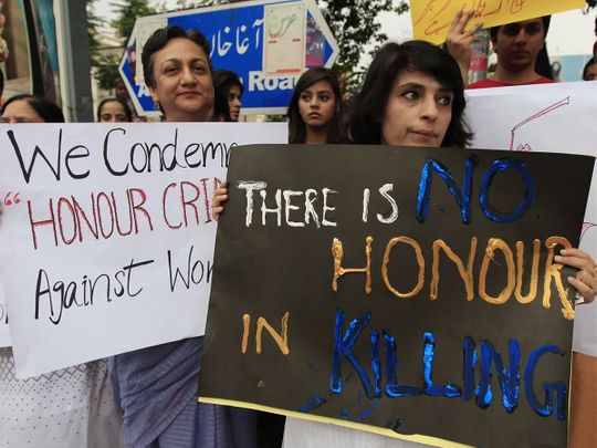 Representative image. A protest against honour killings. 