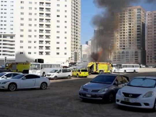 Bus fire in Sharjah