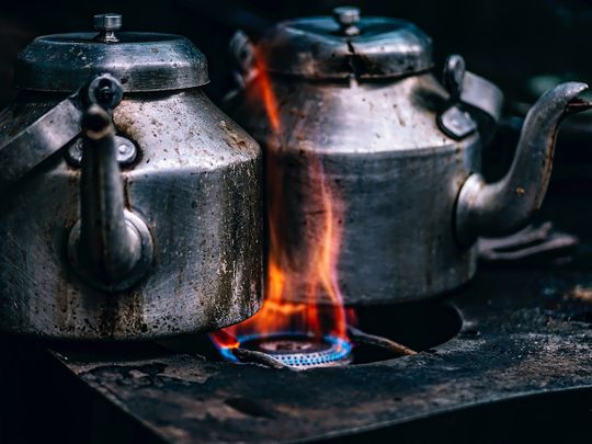 Boiling kettle of tea