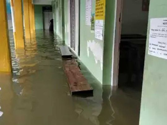 A waterlogged polling station in Kerala