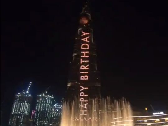 Burj Khalifa says Happy Birthday