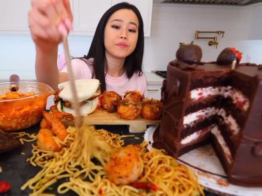 Weight watchers view others eat thousands of calories online in Mukbang
