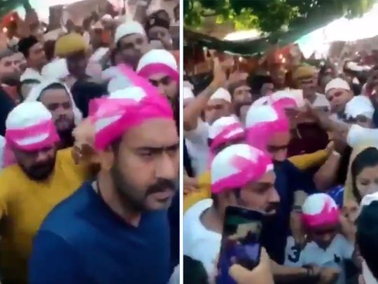 Actor Ajay Devgn and his young son Yug, visited the Ajmer Sharif dargah