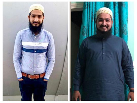 Adnan Muhammad Hussain before (right) and after NEW pic