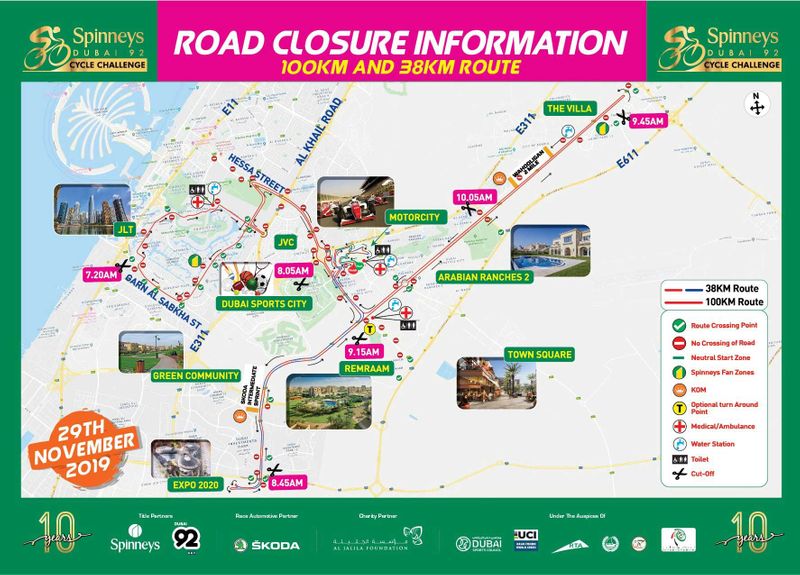 Spinneys cycling challenge road closure information 