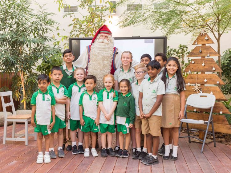 NAT 191128 Santa Claus with the Arbor School students-1574951935927