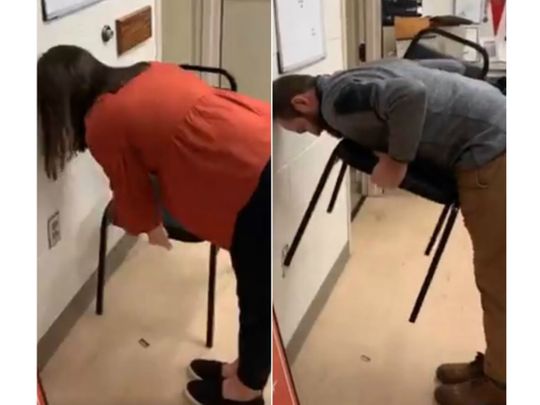 "Chair challenge" has men struggling to do a simple task that women
