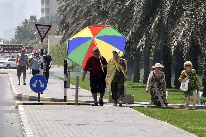 Tourists are spotted at Sharjah's Al Khan area