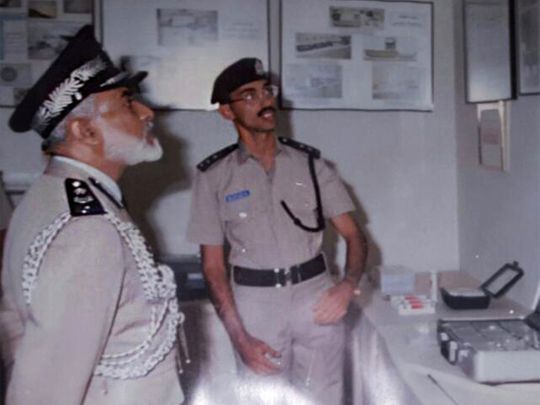 An old picture of Sultan Qaboos with retired Lieutenant Colonel Abdullah Hussain Bin Saif.