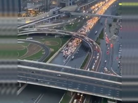 Vehicles stalled Dubai