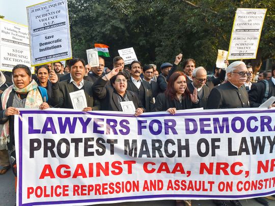 Advocates of Lawyers For Democracy stage a protest outside the Supreme Court