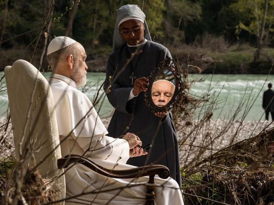 John Malkovich and Nadie Kammallaweera in The New Pope (2020)-1579066611808