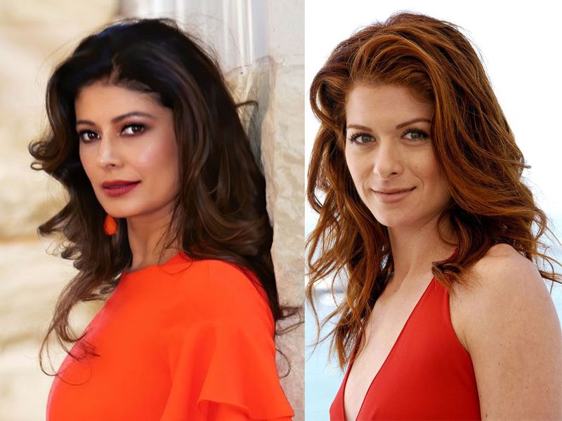 Pooja Batra and Debra Messing 