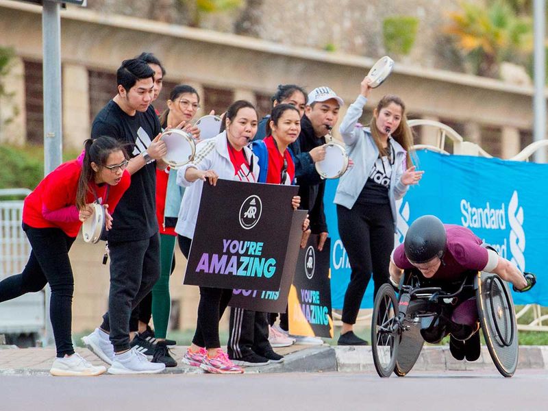 Wheel Chair participants during the Dubai Marathon 2020 in Jumeirah.