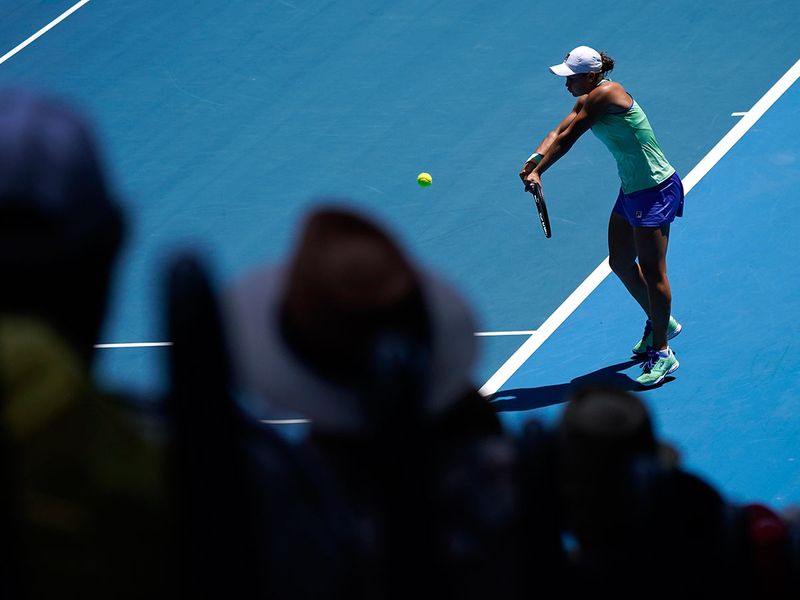 Australia’s Ashleigh Barty in action during her match against Petra Kvitova. 