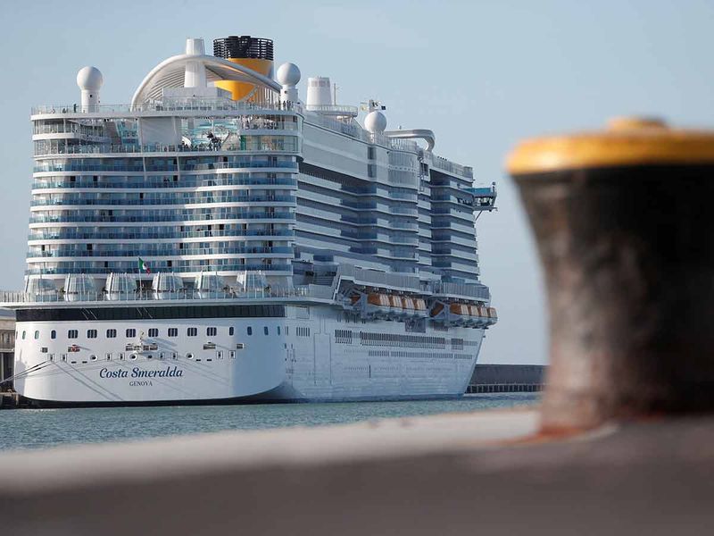 Passengers are seen onboard the Costa Smeralda 