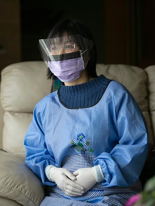 A woman, a medical researcher who asked not to be named, at her home in Massachusetts on Feb. 4, 2020. 
