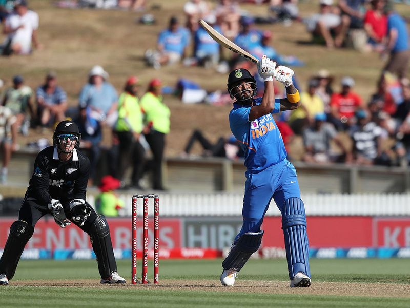 India’s KL Rahul watched by New Zealand’s Tom Latham 