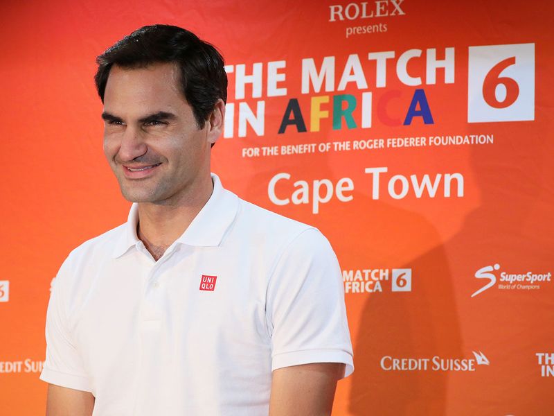 Roger Federer speaks during a media briefing  at Cape Town International Airport ahead of his exhibition tennis match against Rafael Nadal, in Cape Town, South Africa, February 5, 2020. REUTERS/Sumaya Hisham