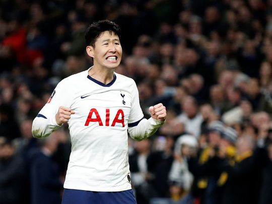Tottenham's Son Heung Min celebrates the 3-2 FA Cup win over Southampton 