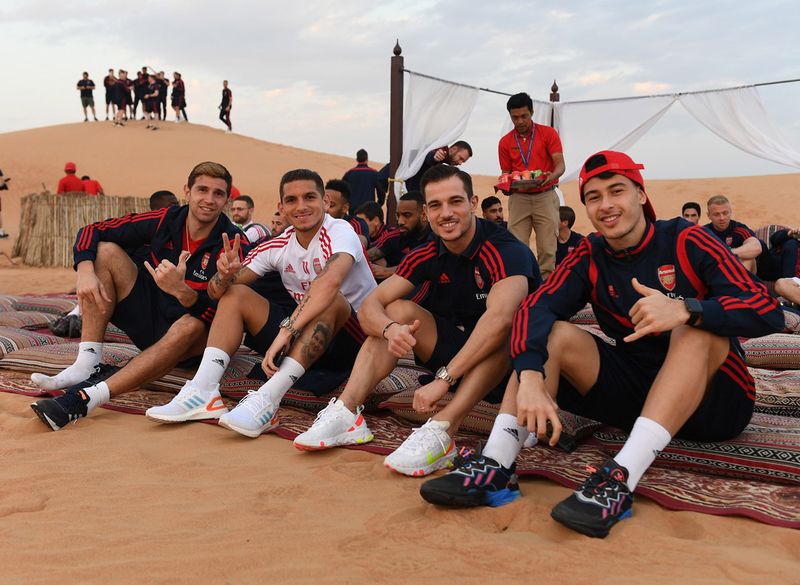 Arsenal players in Dubai