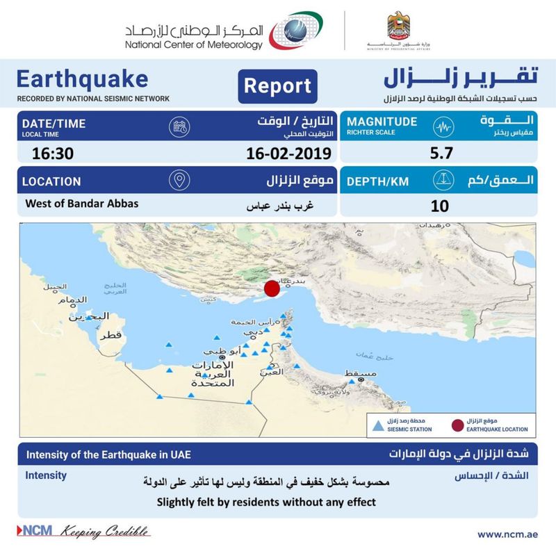 NCM earthquake notification