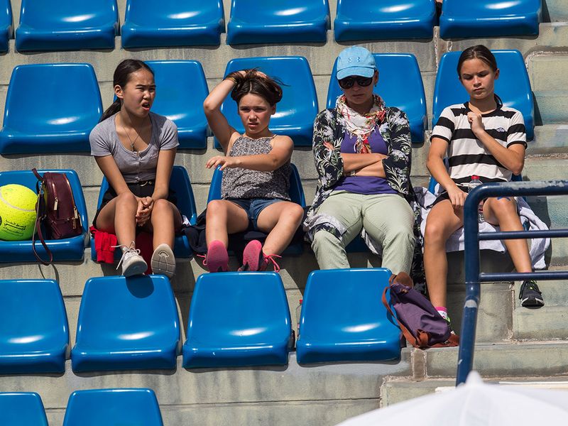 Fans watch the action at the Dubai duty Free Tennis Championships