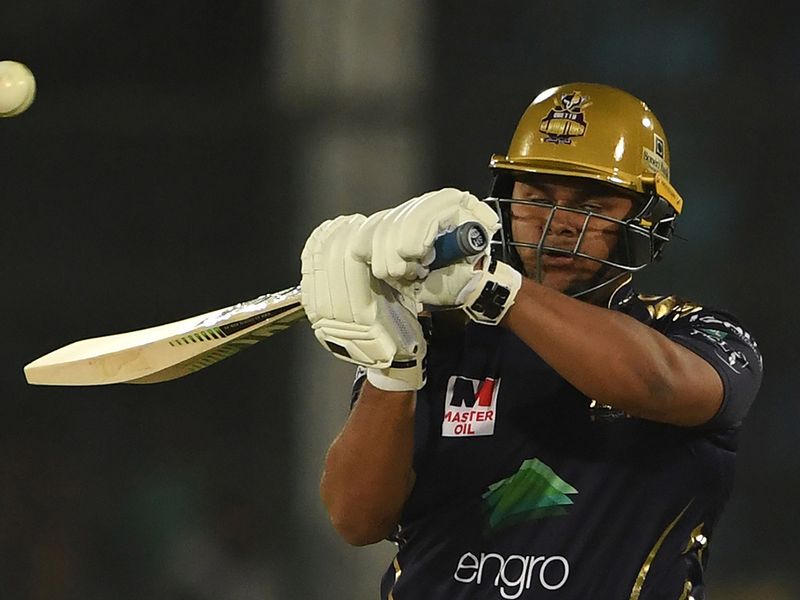 Quetta Gladiators's Azam Khan plays a shot during the Pakistan Super League (PSL) Twenty20 cricket match between Quetta Gladiators and Islamabad United at The National Cricket Stadium in Karachi on February 20, 2020.  / AFP / Asif HASSAN