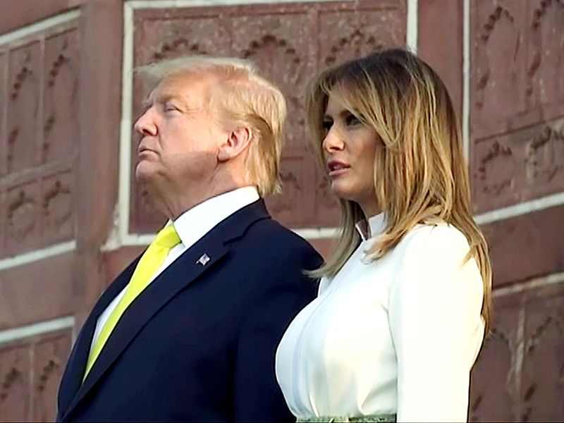 Donald Trump with Melania Trump at Taj Mahal in Agra. 
