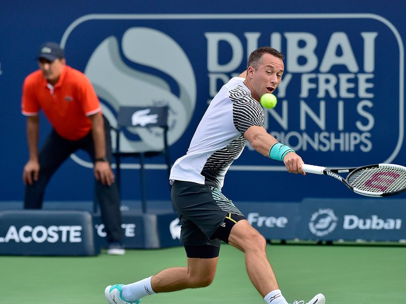 Philipp Kohlschreiber in action against Mohamed Safwat at the Dubai Duty Free Tennis Championships on 24th February, 2020. Photo Clint Egbert/Gulf News