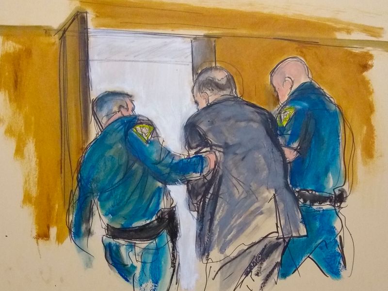 Courtroom sketch of Harvey Weinstein