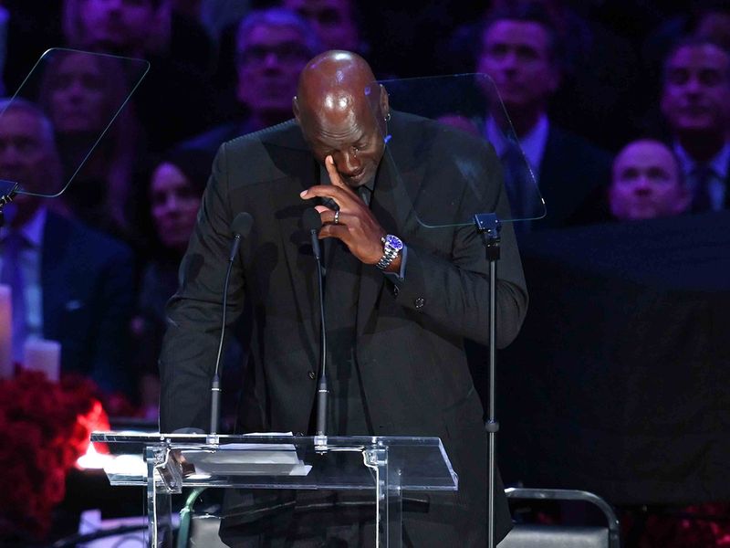 Michael Jordan in tears at Kobe Bryant memorial in Los Angeles