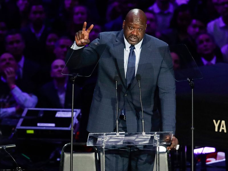Shaquille O'Neal at the Kobe Bryant memorial