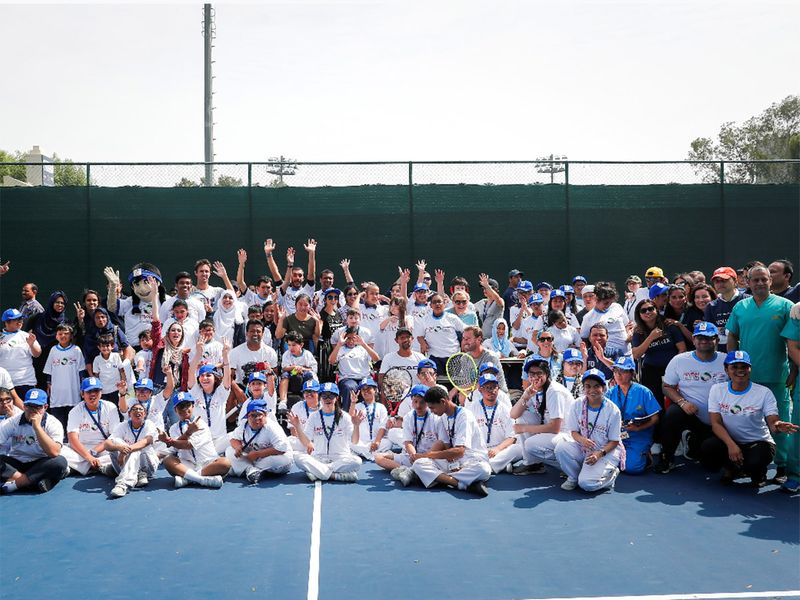 Leander Paes at Dubai Duty Free Tennis Championships Children of Determination clinic