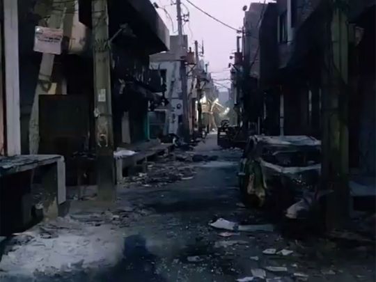 A screengrab of one of the videos showing the situation in Shiv Vihar
