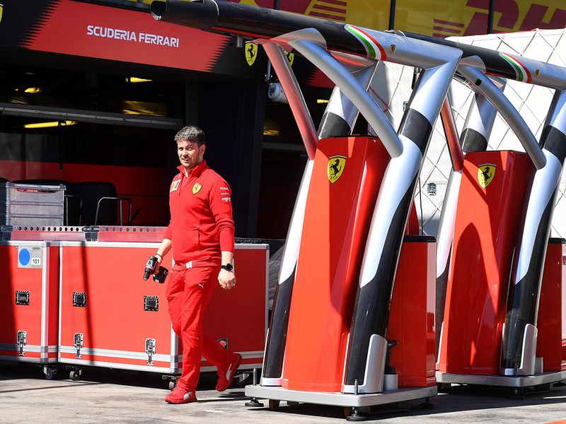 Ferrari unpack equipment at the Albert Park circuit in Melbourne ahead of the Formula One Australian Grand Prix