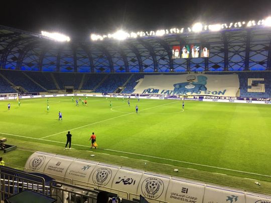 Action from the Arabian Gulf League match between Al Nasr and Khor Fakkan behind closed doors