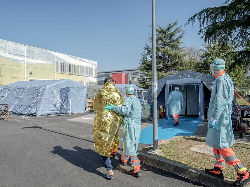 Tents outside a hospital in Brescia, Italy,