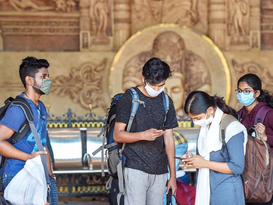 Passengers wear masks as a preventive measure