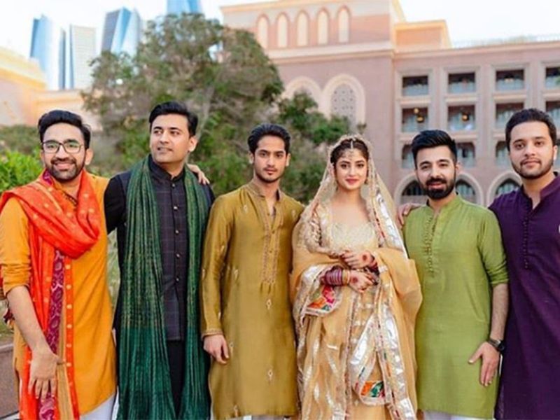 Sajal Aly with her brothers.