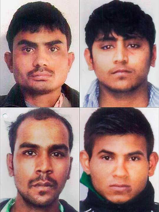 Nirbhaya gang rape case convicts, clockwise from top left, Akshay Thakur, Pawan Gupta, Vinay Sharma and Mukesh Singh. They were hanged on Friday morning, March 20, 2020. 