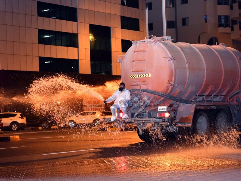 Sharjah Municipality sanitise streets 
