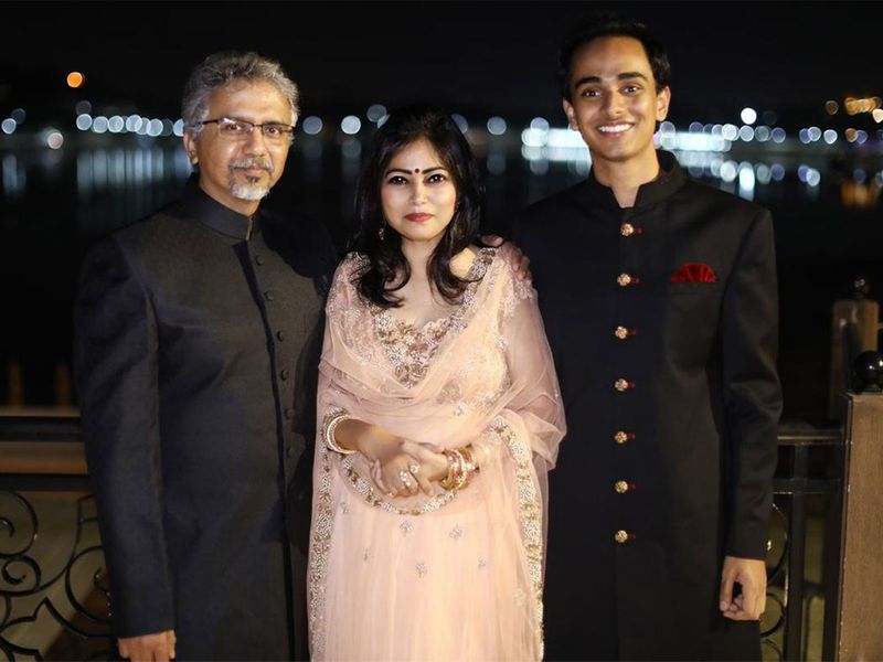 A family photo of Dubai mum Yogita Shanker, 51, with her husband, 53, and son Tanishk, 22